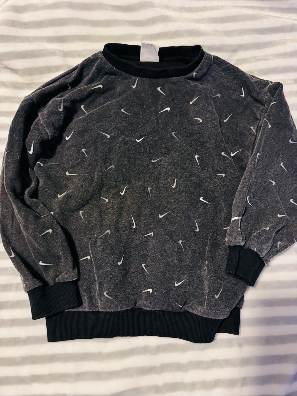 Nike Black Crewneck Sweater with White Swoosh Print